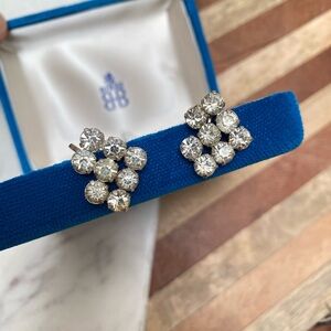 Vintage - Silver 1960’s Crystal Screw Back Earrings
